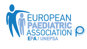 Logo of the European Paediatric Association featuring stylized figures of an adult and a child with the text 'EPA/UNEPSA'.